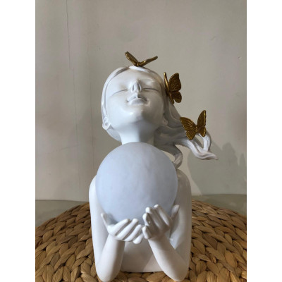 ESCULTURA DECOR POLIRESINA C/ LUA MENINA (BRANCO DOURADO) 25,3X13X15,5cm (FLORARTE) Vol. 3 a 4 ESCULTURA DECOR POLIRESINA C/ LUA MENINA (BRANCO DOURADO) 25,3X13X15,5cm (FLORARTE) Vol. 3 a 4