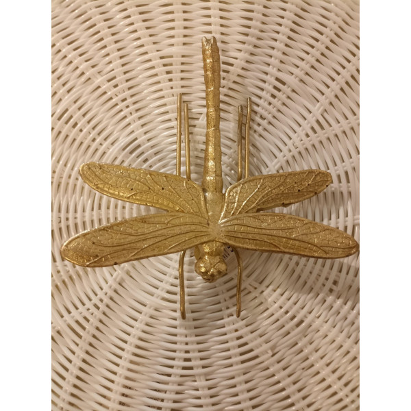 ESCULTURA DECORATIVA POLIRESINA LIBELULA (DOURADO) 5,5X17X17cm (FLORARTE) Vol. 6