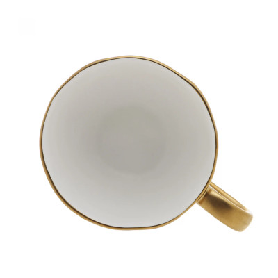 XICARA DE CHA DE PORCELANA DUBAI BRANCO E DOURADO 200ML