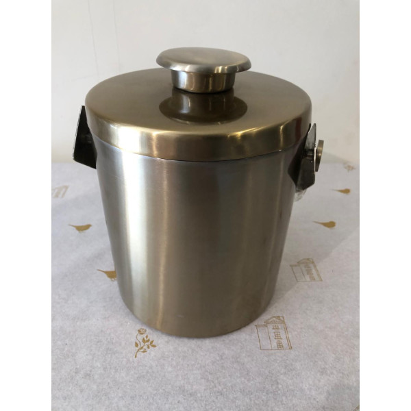 BALDE GELO ACO INOX 1500ml 17X15X15cm COM TAMPA E ALCA LAR (DOURADO) (FLORARTE) Vol. 2
