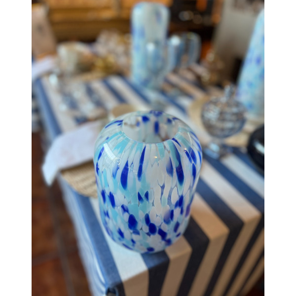 VASO DECORATIVO VIDRO (AZUL) 22cm