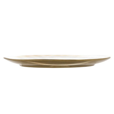 PRATO SOBREMESA DE PORCELANA BRANCO E DOURADO DUBAI 21cm