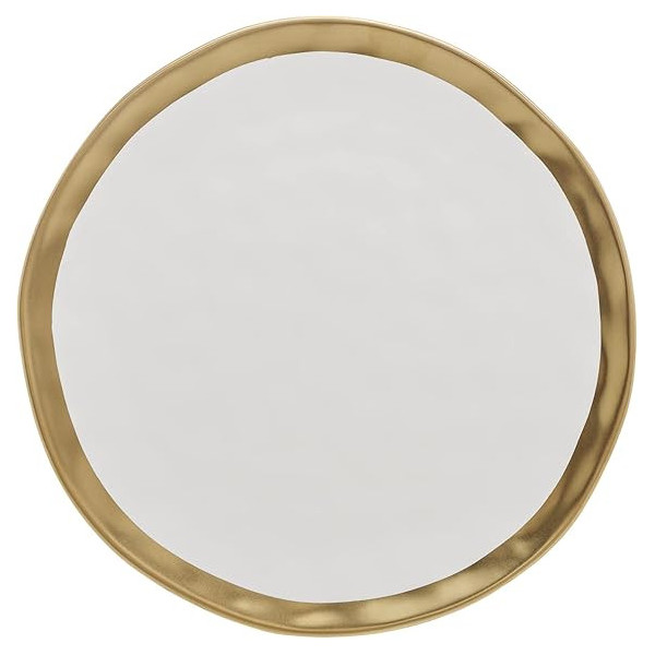 PRATO RASO DE PORCELANA BRANCO E DOURADO DUBAI 25cm