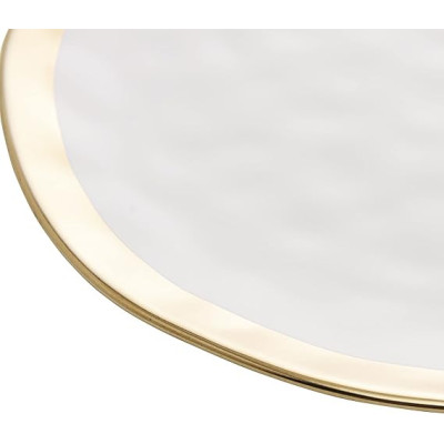 PRATO RASO DE PORCELANA BRANCO E DOURADO DUBAI 25cm
