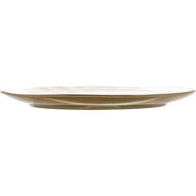 PRATO RASO DE PORCELANA BRANCO E DOURADO DUBAI 25cm
