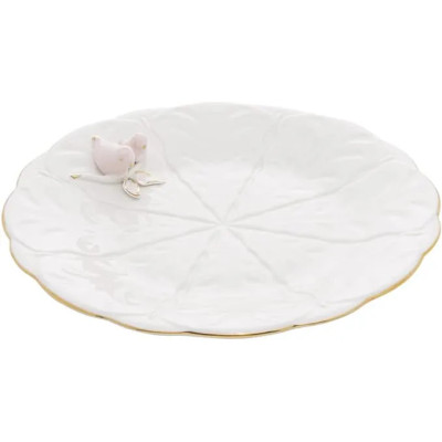 CJ 4 PRATOS SOBREMESA PORCELANA BIRDS BRANCO 20cm