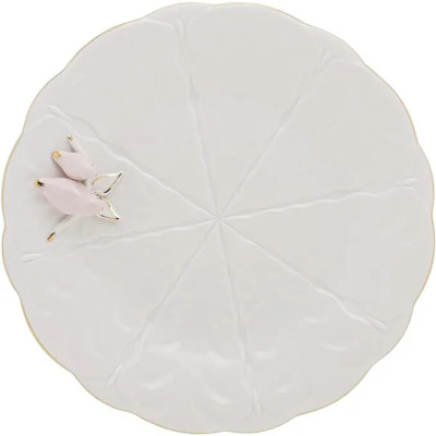 CJ 4 PRATOS SOBREMESA PORCELANA BIRDS BRANCO 20cm