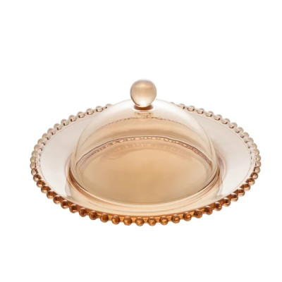 QUEIJEIRA CRISTAL DE CHUMBO PEARL AMBAR 20x9cm QUEIJEIRA CRISTAL DE CHUMBO PEARL AMBAR 20x9cm