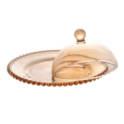 QUEIJEIRA CRISTAL DE CHUMBO PEARL AMBAR 20x9cm QUEIJEIRA CRISTAL DE CHUMBO PEARL AMBAR 20x9cm