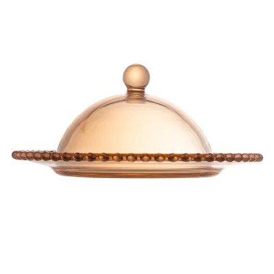 QUEIJEIRA CRISTAL DE CHUMBO PEARL AMBAR 20x9cm QUEIJEIRA CRISTAL DE CHUMBO PEARL AMBAR 20x9cm