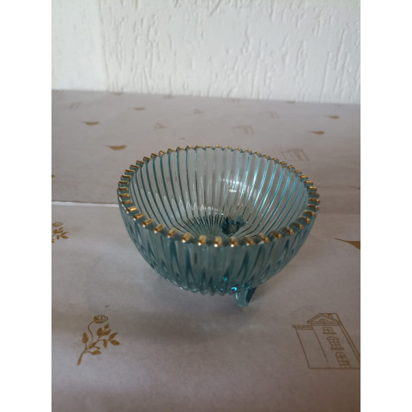 PASCOA  PORTA VELA DE VIDRO 9,5X5,8cm (AZUL DOURADO) (FLORARTE) Vol. 6