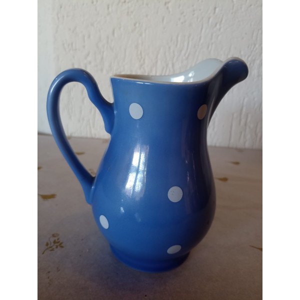 JARRA CERAMICA AZUL C/ BOLINHAS BRANCAS