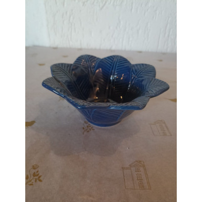 CENTRO DE MESA CERAMICA 15,5X15,5X7cm FLOR REDONDO (AZUL ESCURO) (FLORARTE) Vol. 6