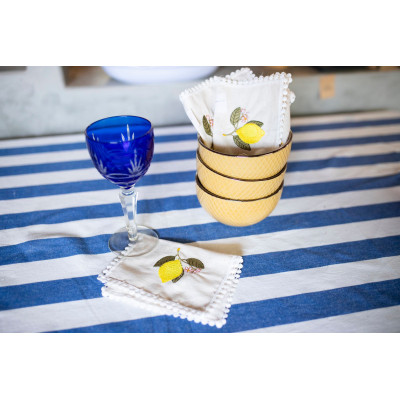 CONJ TAÇA DE CRISTAL LAPIDADA AZUL