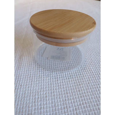 POTE VIDRO BORO 300ml 6,1X9cm TAMPA BAMBU (TRANSPARENTE) (FLORARTE) Vol. 6