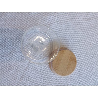 POTE VIDRO BORO 300ml 6,1X9cm TAMPA BAMBU (TRANSPARENTE) (FLORARTE) Vol. 6