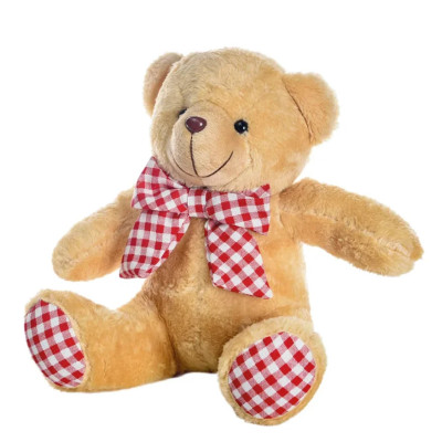 URSO PEL SENTADO LACO/PE XADREZ 20CM