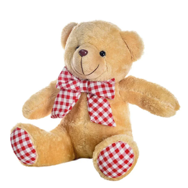 URSO PEL SENTADO LACO/PE XADREZ 20CM