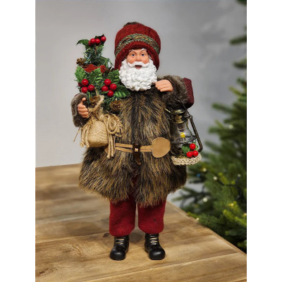 PAPAI NOEL LAMPIAO CASACO PELE 40CM RUST
