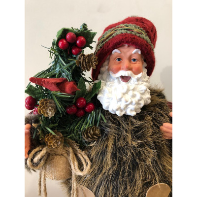 PAPAI NOEL LAMPIAO CASACO PELE 40CM RUST