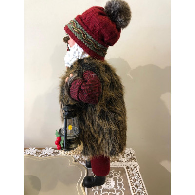 PAPAI NOEL LAMPIAO CASACO PELE 40CM RUST