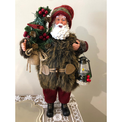 PAPAI NOEL LAMPIAO CASACO PELE 40CM RUST