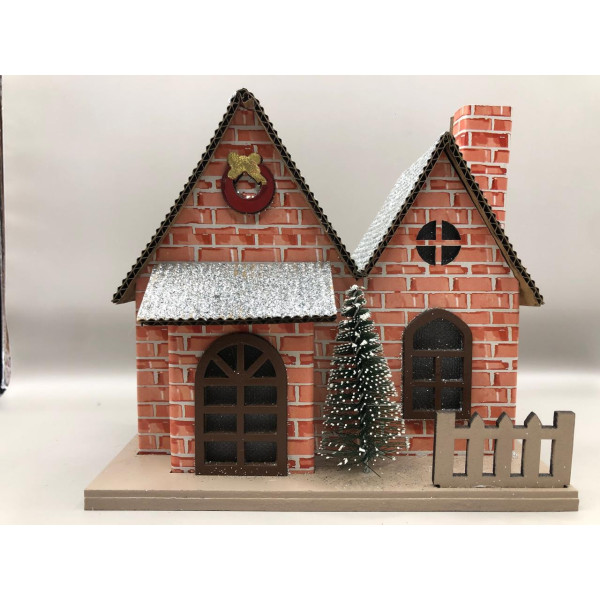 CASINHA  DECOR C/ LED 13X8,5X14,5cm (BRANCO VERMELHO)
