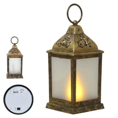 LANTERNA  PLT C/LED 22,5X10,5X10,5cm (DOURADO) (FLORARTE) Vol. 3