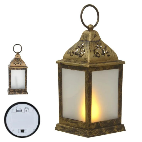 LANTERNA  PLT C/LED 22,5X10,5X10,5cm (DOURADO) (FLORARTE) Vol. 3
