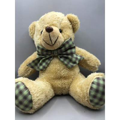 URSO PEL SENTADO LACO/PE XADREZ 20CM