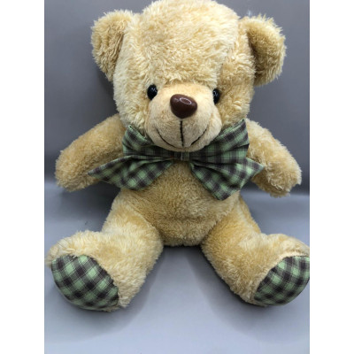 URSO PEL SENTADO LACO/PE XADREZ 20CM