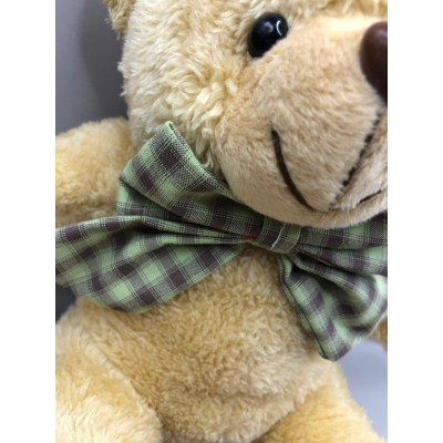 URSO PEL SENTADO LACO/PE XADREZ 20CM