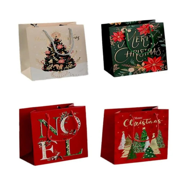 SACOLA PAPEL NATAL ESTAMP D4 40X30X12CM