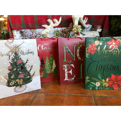 SACOLA PAPEL NATAL ESTAMP D4 40X30X12CM