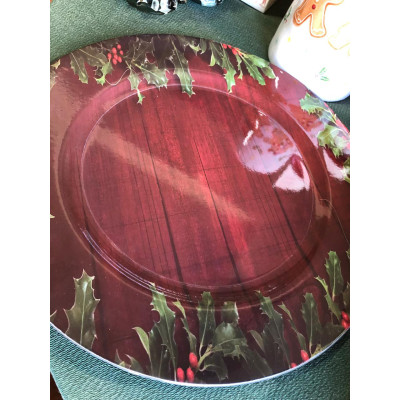 SOUSPLAT NATAL AMAD 33CM BORDA FOLHAG