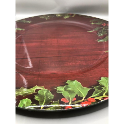 SOUSPLAT NATAL AMAD 33CM BORDA FOLHAG