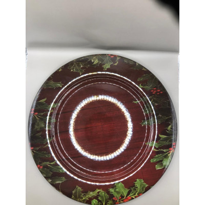SOUSPLAT NATAL AMAD 33CM BORDA FOLHAG