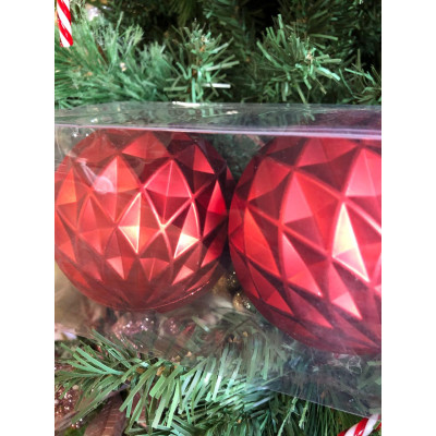 BOLA DECORADA NATAL PVC C/3 UND (VERMELHO) 10cm (FLORARTE) Vol. 6