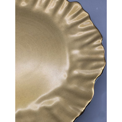 PRATO RASO ARTESANAL DOURADO C/FILETE OURO