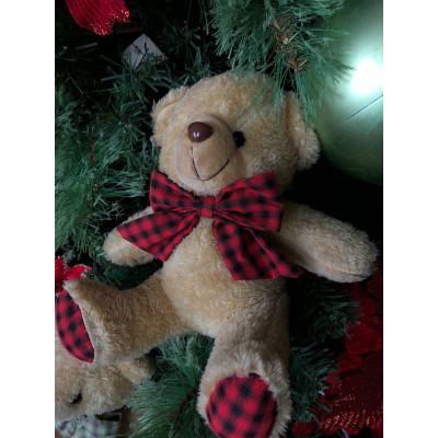 URSO PEL SENTADO LACO/PE XADREZ 20CM