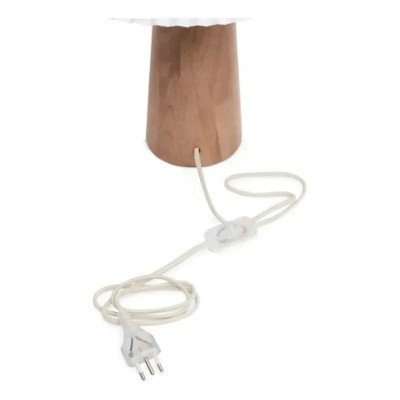 LUMINÁRIA DE MESA ABAJUR EM MADEIRA E LINHO BRANCO
