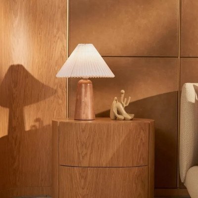 LUMINÁRIA DE MESA ABAJUR EM MADEIRA E LINHO BRANCO