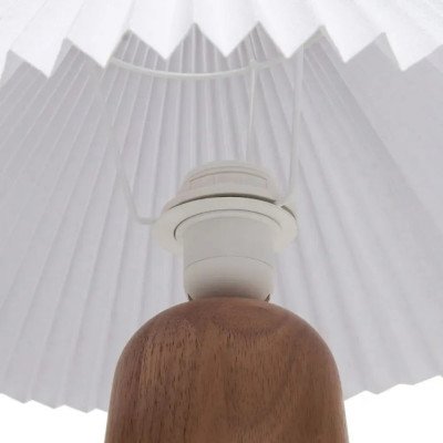 LUMINÁRIA DE MESA ABAJUR EM MADEIRA E LINHO BRANCO