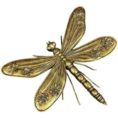 ESCULTURA DECORATIVA LIBÉLULA DOURADA EM POLIRESINA