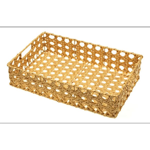 Cesta retangular organizadora em palhinha 37x23x8cm
