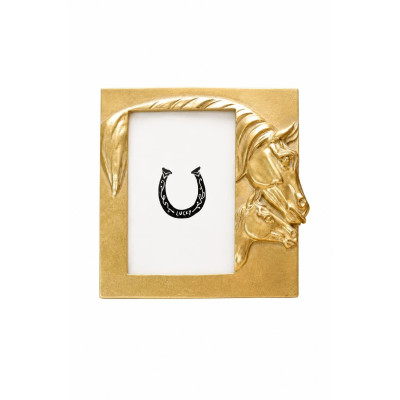 Porta-retrato em poliresina com cavalo dourado Tuut