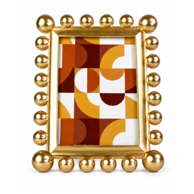 Porta-Retrato em Poliresina Esfera Dourado 19x24,5cm
