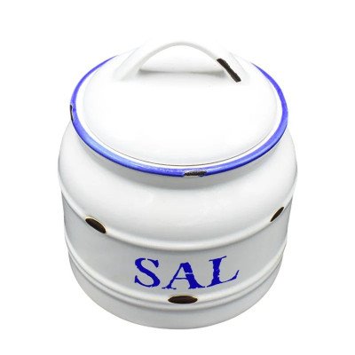Saleiro Branco Borda Azul