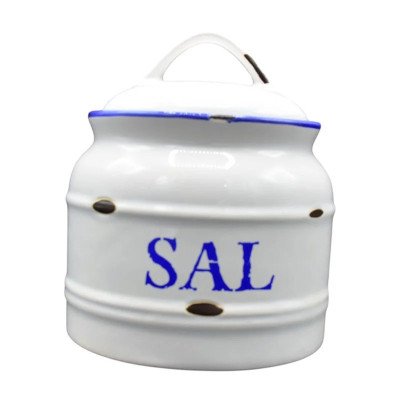 Saleiro Branco Borda Azul