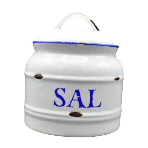 Saleiro Branco Borda Azul